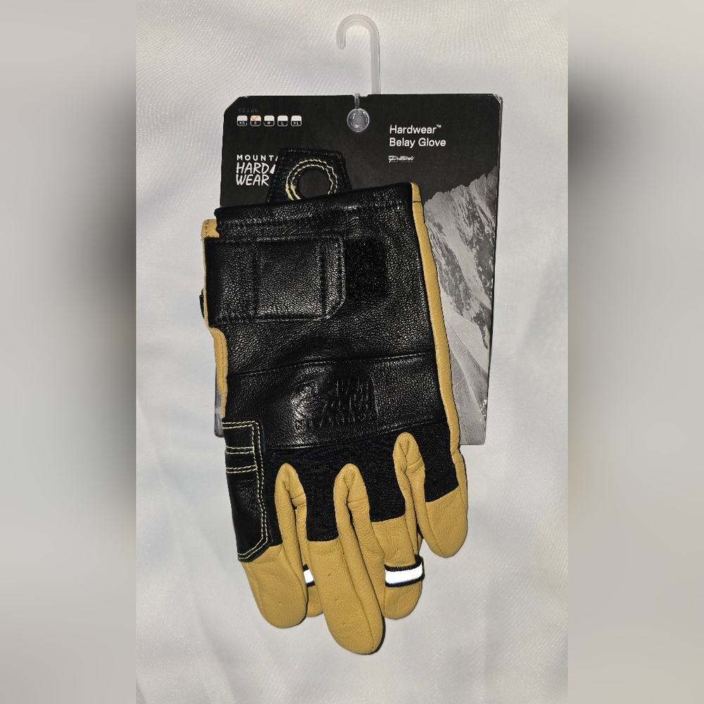 Mountain Hardwear Black and Tan Belay Glove, Size Small.
